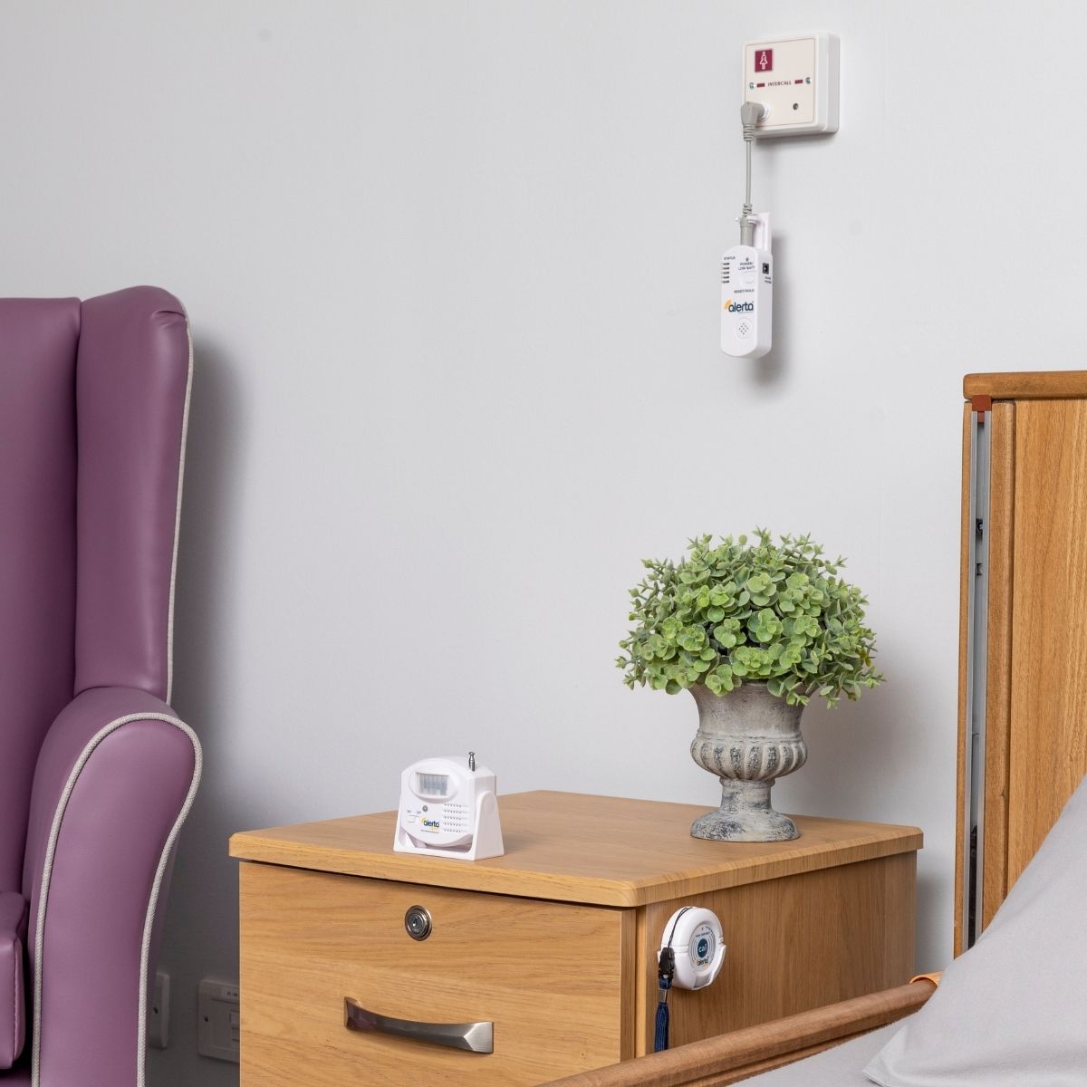 bedroom scene showing quality care products